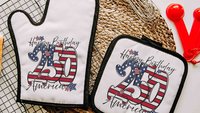 Happy birthday America pot holder & oven mitt
