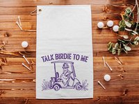 Talk birdie to me golf towel with hook, carolina blue funny golf gifts for her, cute golf gadgets, snarky lady golfer gifts, best golf items