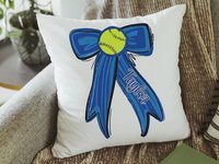 personalized school spirit softball throw pillows for couch royal blue coquette decor for teenage girl, softball player gifts, softball gift