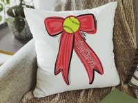 personalized school spirit softball throw pillows for couch red coquette decor for teenage girls, softball player gifts, softball gifts for