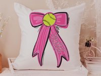 personalized school spirit softball throw pillows for couch pink coquette decor for teenage girls, softball player gifts, softball gifts for