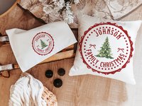 Personalized red stamp family name throw pillow & towel
