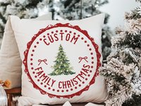 Personalized green stamp family name throw pillow for sofa