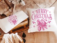 Vintage Merry Christmas throw pillow for sofa, Christmas housewarming gift for couple, farmhouse Christmas kitchen towel, black Christmas