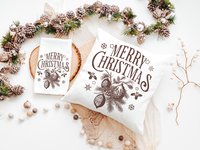 Vintage Merry Christmas throw pillow for sofa, Christmas housewarming gift for couple, farmhouse Christmas kitchen towel, black Christmas