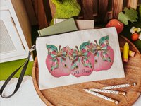 personalized apple coquette teacher pencil pouch with zipper, back to school gifts for coworkers, first day of school gifts for teachers