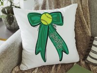 Personalized green school spirit softball pillow for bed