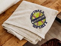 Personalized team spirit softball throw blanket for bed, navy dorm blanket 50x60, softball gifts for girls, softball coach gifts