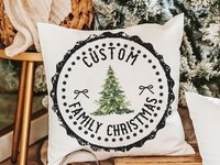 Personalized black stamp family name throw pillow for sofa