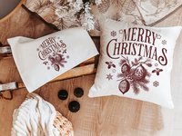 Vintage Merry Christmas throw pillow for sofa, Christmas housewarming gift for couple, farmhouse Christmas kitchen towel, black Christmas