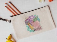 personalized watercolor apple and pencil pouch makeup bags for women, school supplies, cute pencil bag for purse, back to school gifts for