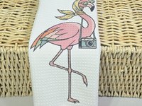 CapableByDesign retro flamingo and trendy flamingo throw pillows and matching towels