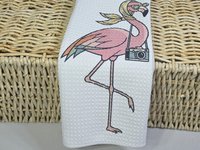 CapableByDesign retro flamingo and trendy flamingo throw pillows and matching towels