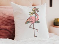 CapableByDesign retro flamingo and trendy flamingo throw pillows and matching towels