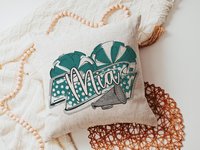 Personalized carolina blue pom pom back to school pillow for bed, cheerleader gifts for seniors, cheer stunt name throw pillow for girl