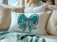 CapableByDesign personalized coquette bow throw pillows