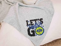 CapableByDesign personalized lets go team name and number softball blanket