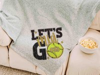 CapableByDesign personalized lets go team name and number softball blanket