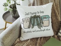Funny sourdough quotes throw pillow for sofa, gifts for gardeners, keeps plants alive plant mom gifts, sourdough kitchen decor, bread baker