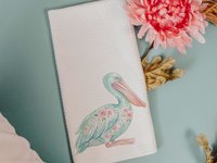 CapableByDesign floral pelican and floral shrimp throw pillows and matching towels