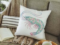 CapableByDesign floral pelican and floral shrimp throw pillows and matching towels