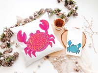 CapableByDesign Colorful crab throw pillows and matching towels