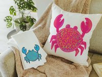 CapableByDesign Colorful crab throw pillows and matching towels