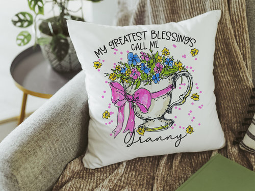 Personalized My Greatest Blessings Granny Throw Pillow