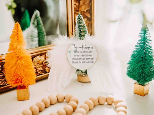 They walk beside us angel wings memorial ornament