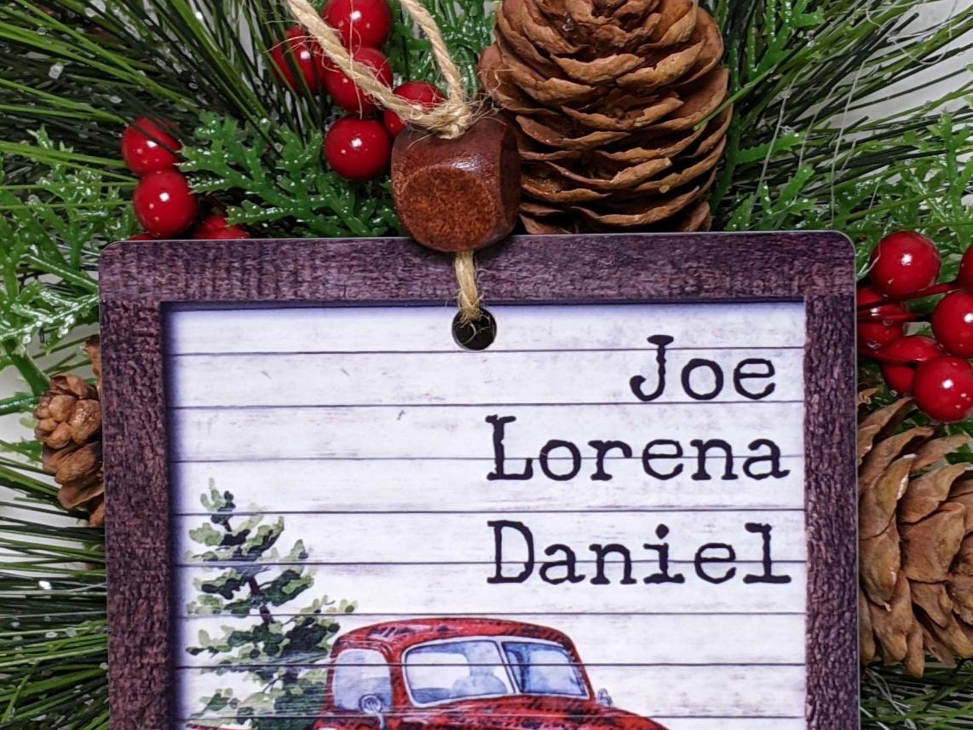 red truck ornament personalized gifts for Mom Christmas gifts for grandma, farmhouse Christmas ornaments handmade, kids name ornament for