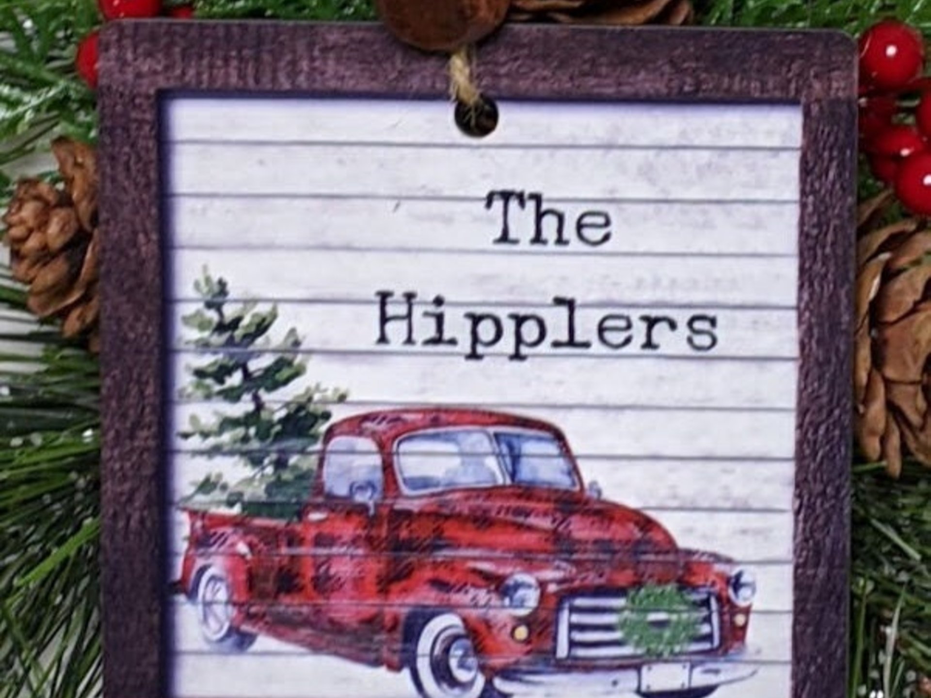 red truck ornament personalized gifts for Mom Christmas gifts for grandma, farmhouse Christmas ornaments handmade, kids name ornament for