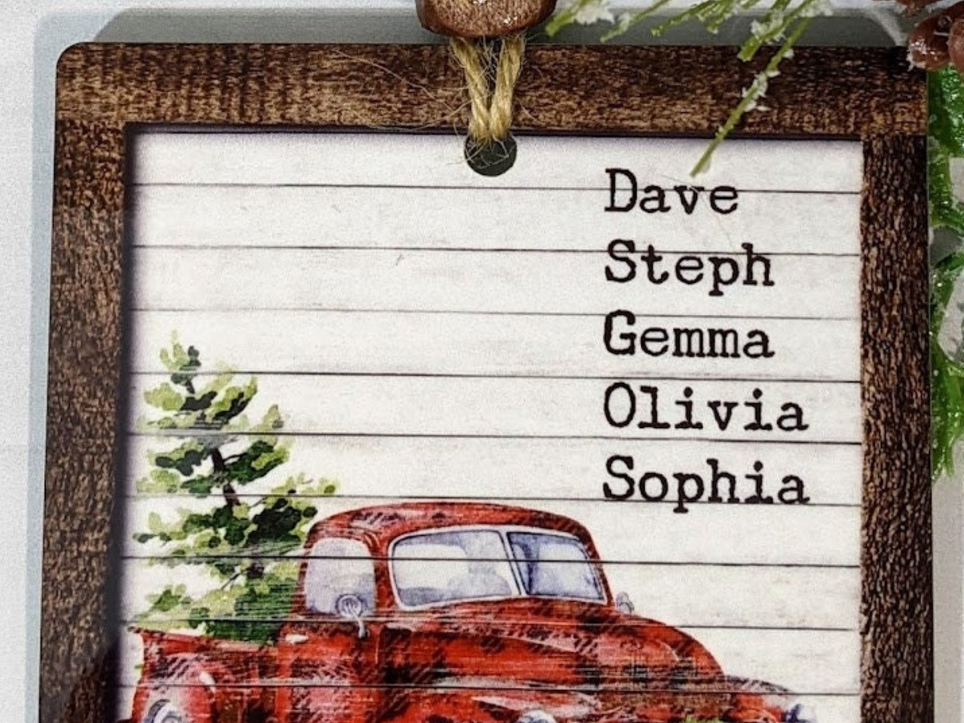 red truck ornament personalized gifts for Mom Christmas gifts for grandma, farmhouse Christmas ornaments handmade, kids name ornament for