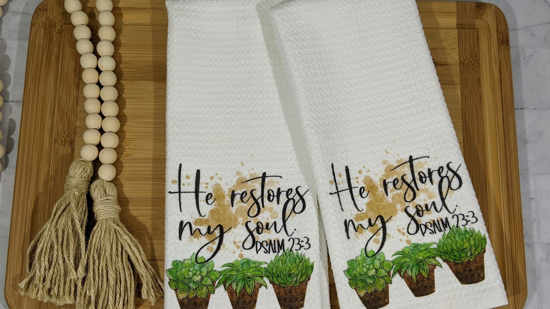 he restores my soul succulent throw pillow for bedroom, Psalm 23 gift, Bible verse throw pillow covers 18 x 18, Christian gifts for sister