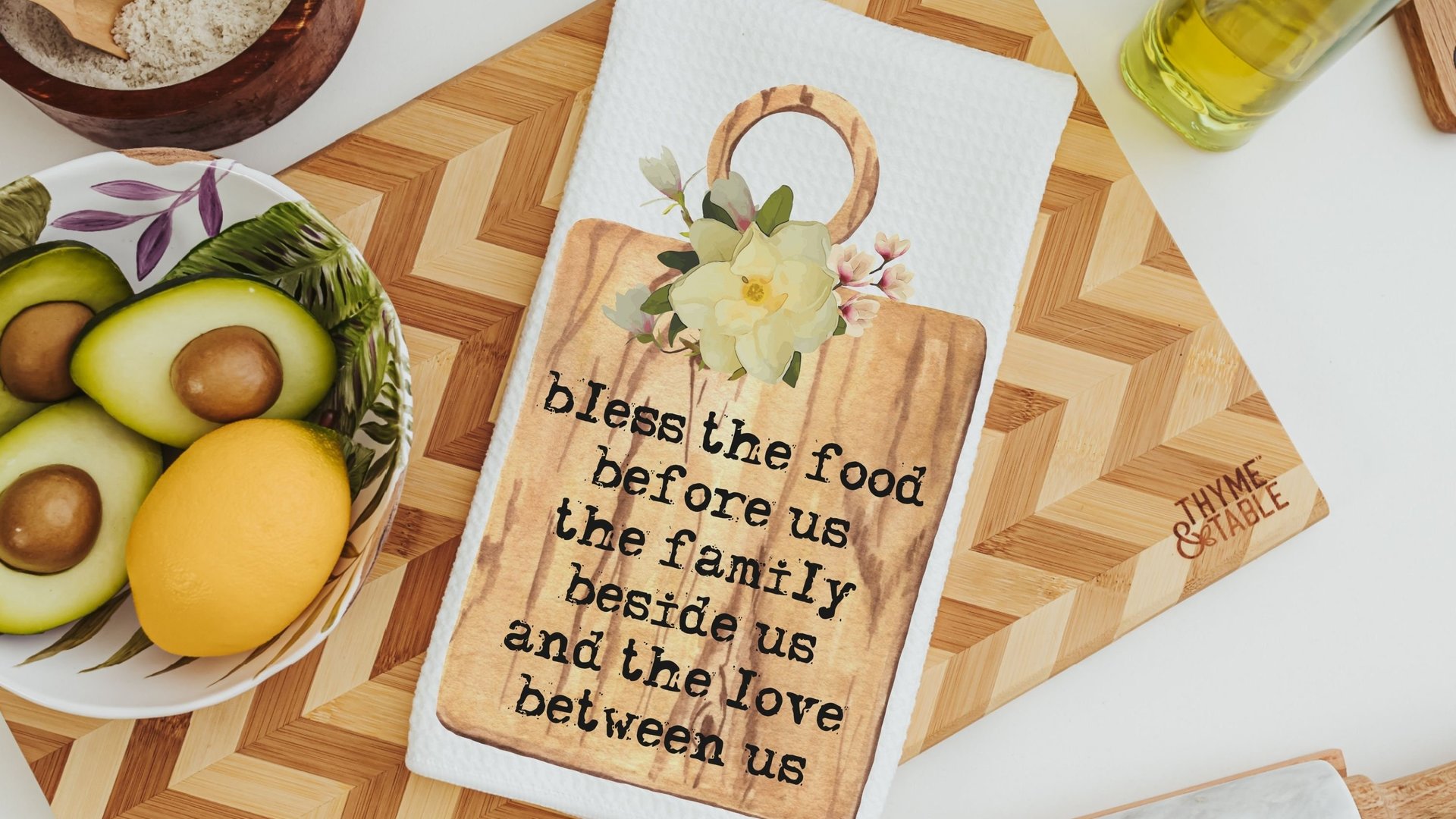 bless this food before us farmhouse kitchen towels, Christmas gifts for Mom from daughter, stocking stuffers for women, bless this kitchen