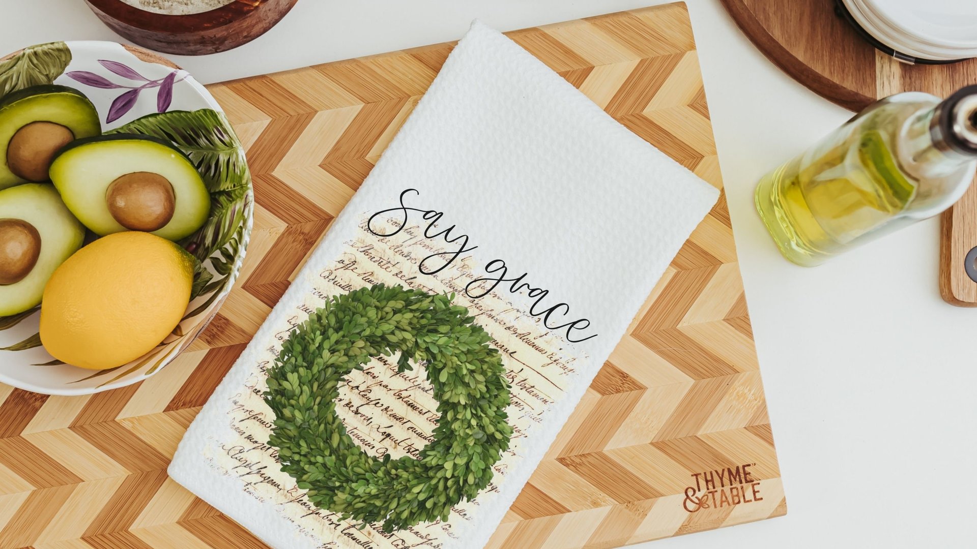 bless this food before us farmhouse kitchen towels, Christmas gifts for Mom from daughter, stocking stuffers for women, bless this kitchen