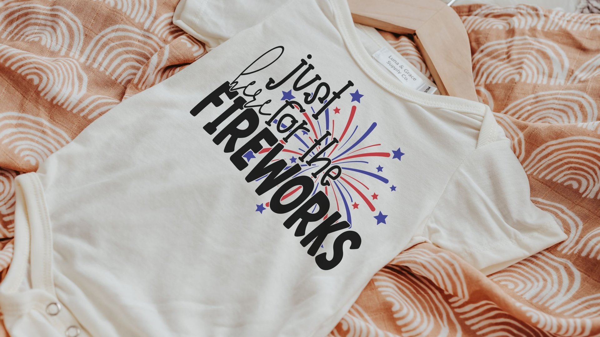 patriotic newborn fireworks outfit, just here for the fireworks bodysuit, July baby outfit boy, for girl, patriotic gift for babies, best