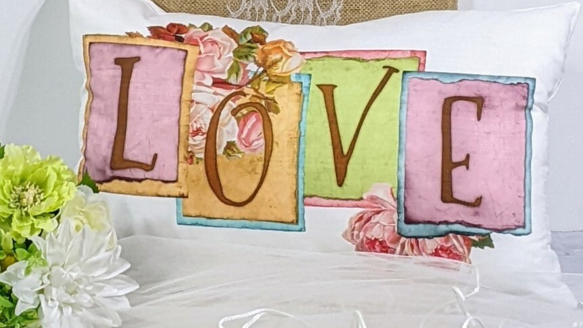 Vintage inspired love throw pillow