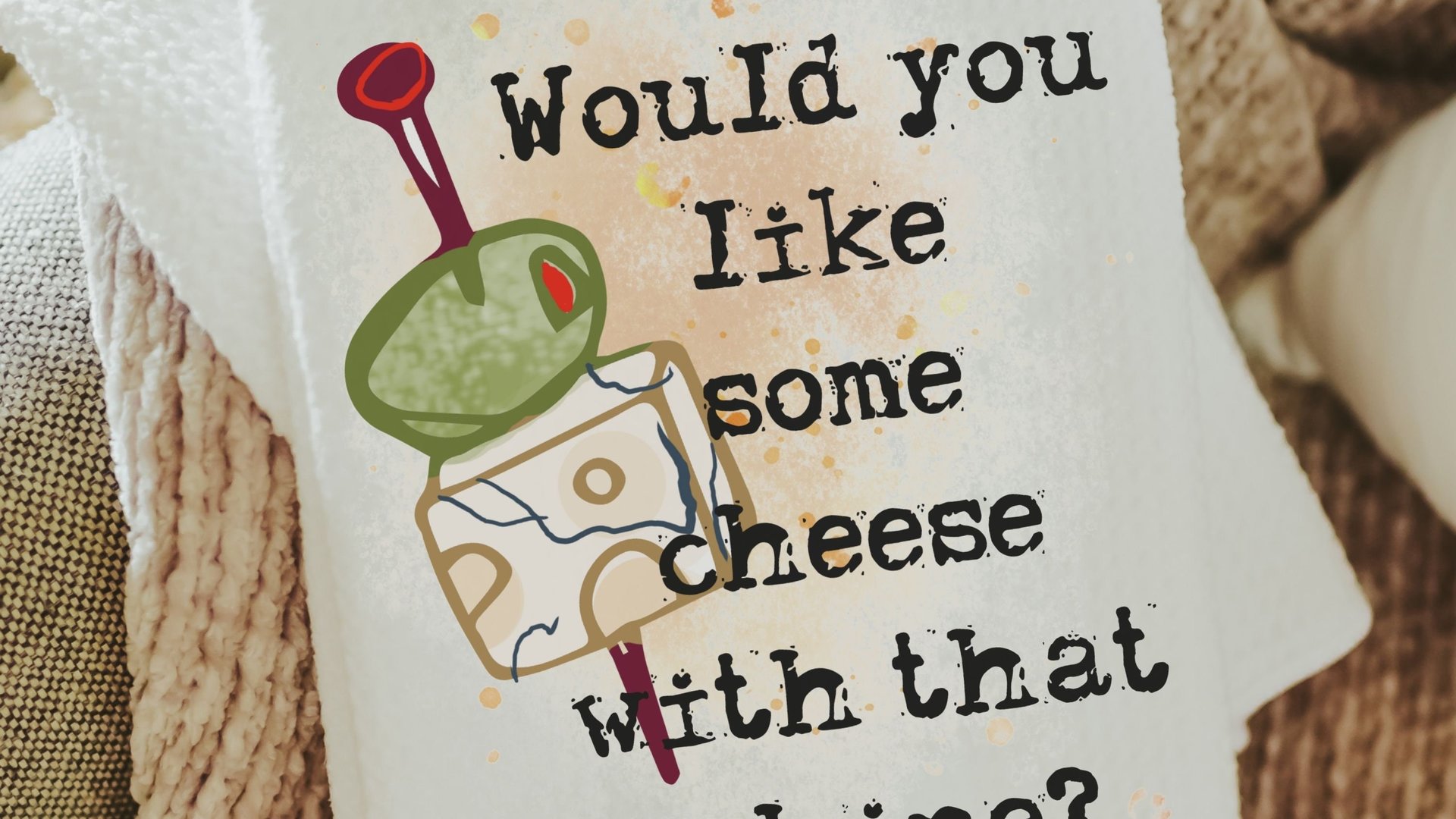 funny wine kitchen towel, home bar accessories, mother in law gift for mothers day gift from daughter, wine gifts for women, wine and cheese