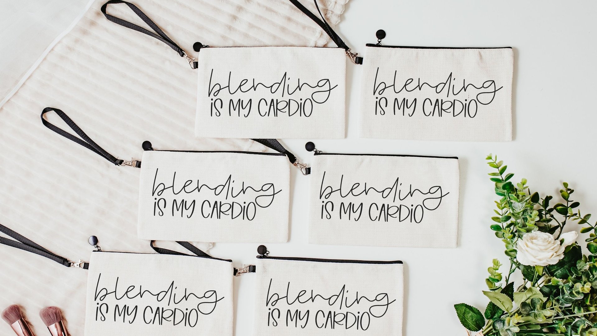 blending is my cardio funny makeup bag for women, makeup artist gift, beauty gift box fillers, cosmetic bag for purse, teenage girl gifts