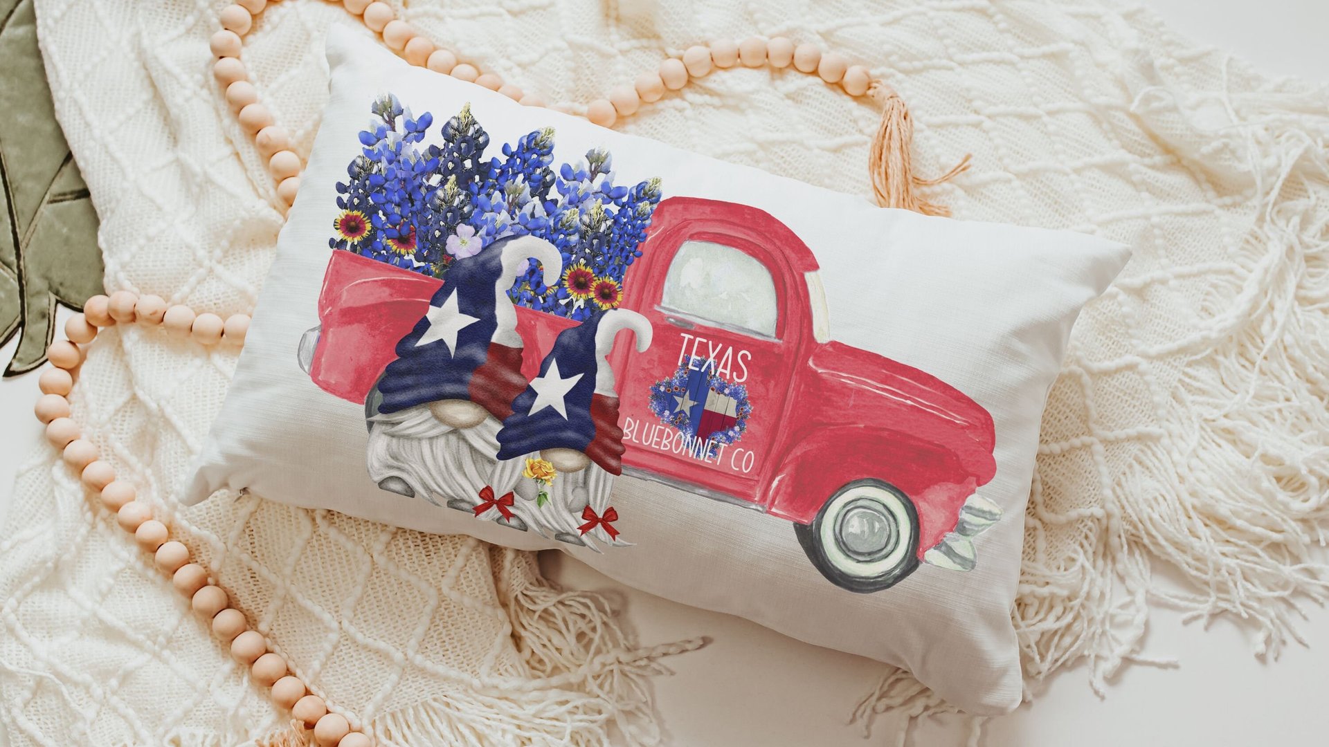 Patriotic gnomes wildflower throw pillow