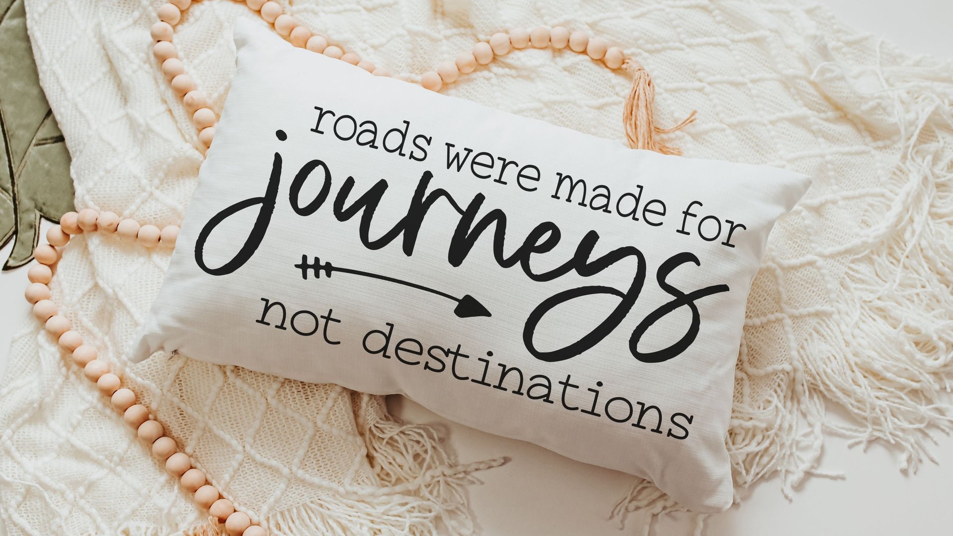 the journey is the destination lumbar pillow for bed, long distance best friend gift for women, wanderlust decor, inspirational gifts for