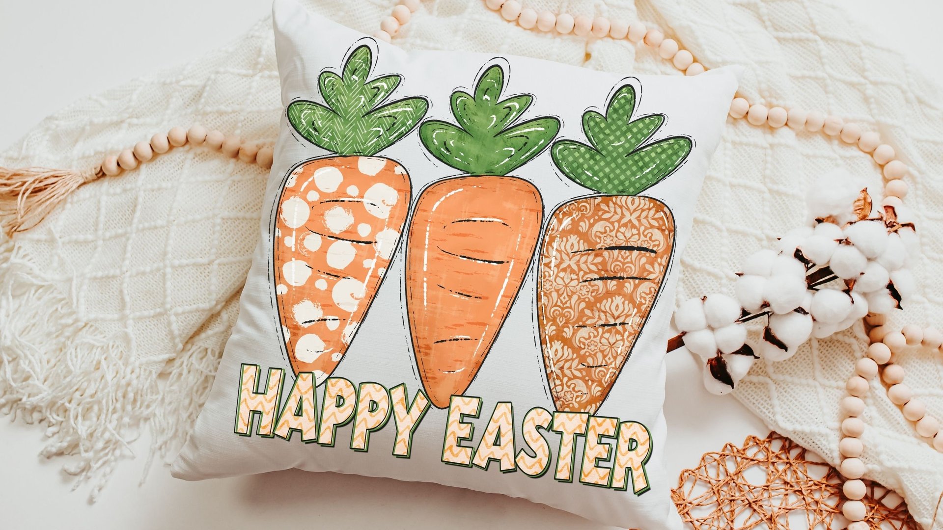 Happy Easter throw pillows for couch farmhouse Easter decor, cute carrot pillow covers 18 x 18, Easter gifts for adults, Easter hostess gift