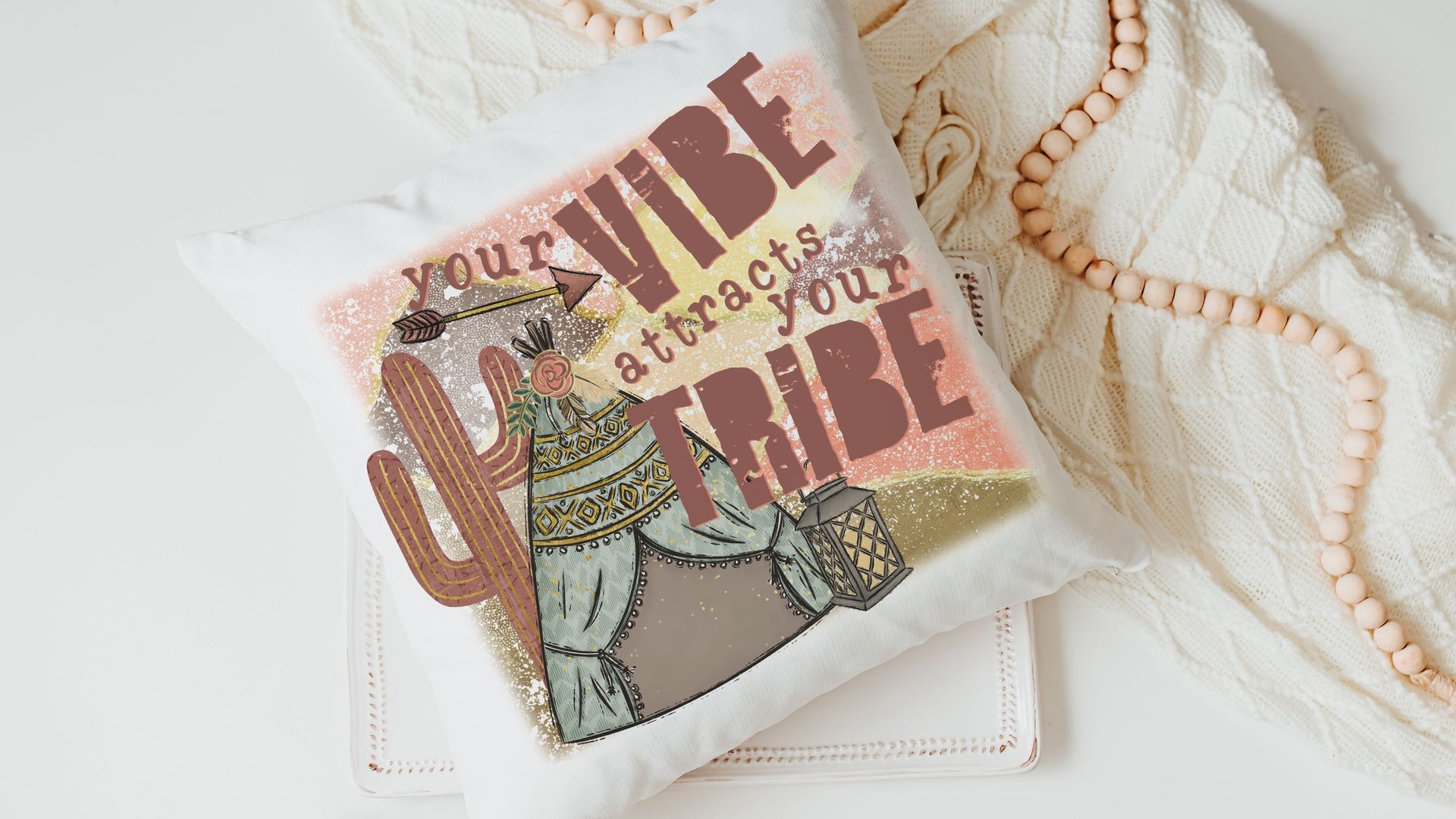 your vibe attracts your tribe boho throw pillows for couch trendy decor, snarky gifts, boho accent pillows for sofa, unique gifts for women