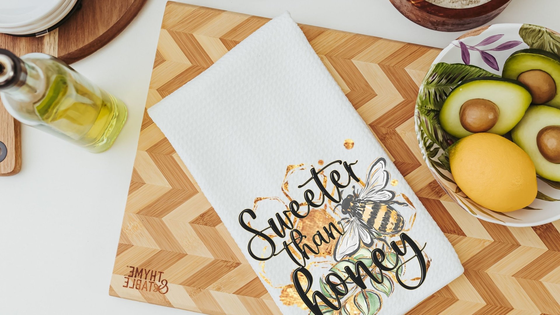 sweeter than honey cute kitchen towels for moms, beekeeper gift, bumble bee kitchen decor, honey bee gifts for women, spring decor for home