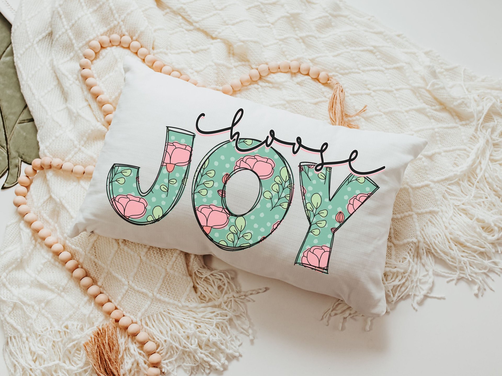 choose joy pillow cover 12x20, lumbar pillow for bed, Christian birthday gifts for women, floral throw pillow cover 12 x 20, godmother gift