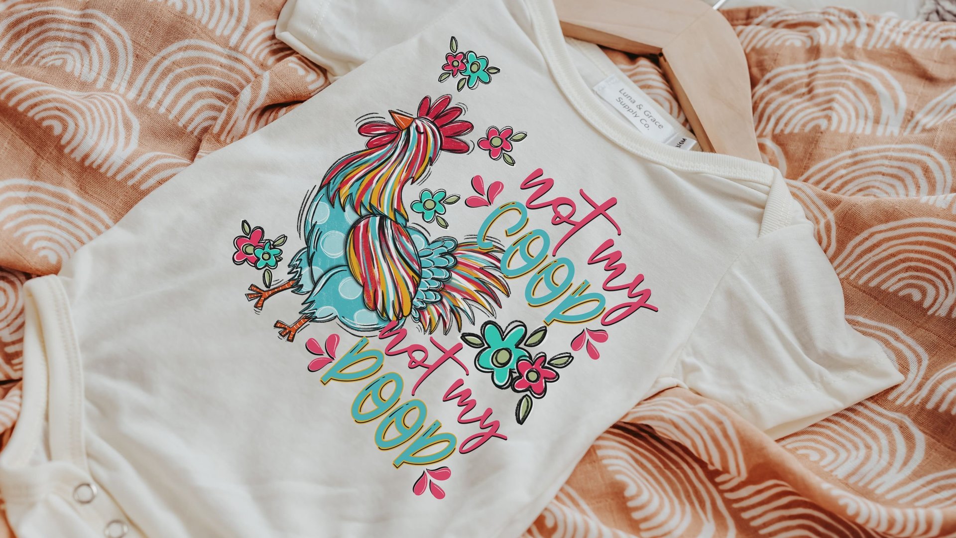 not my coop not my poop funny baby bodysuit, farm baby gifts, chicken baby clothes, newborn girl coming home outfit, cake smash romper, best