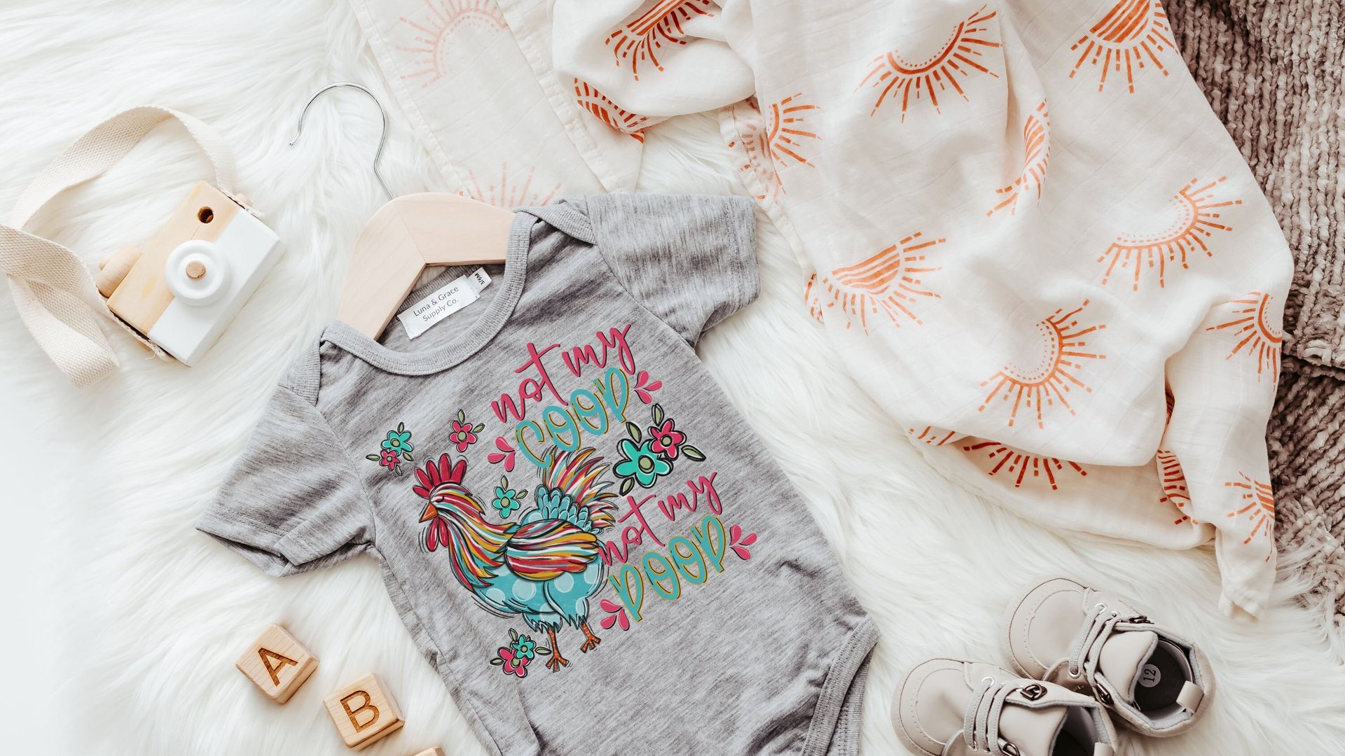 not my coop not my poop funny baby bodysuit, farm baby gifts, chicken baby clothes, newborn girl coming home outfit, cake smash romper, best