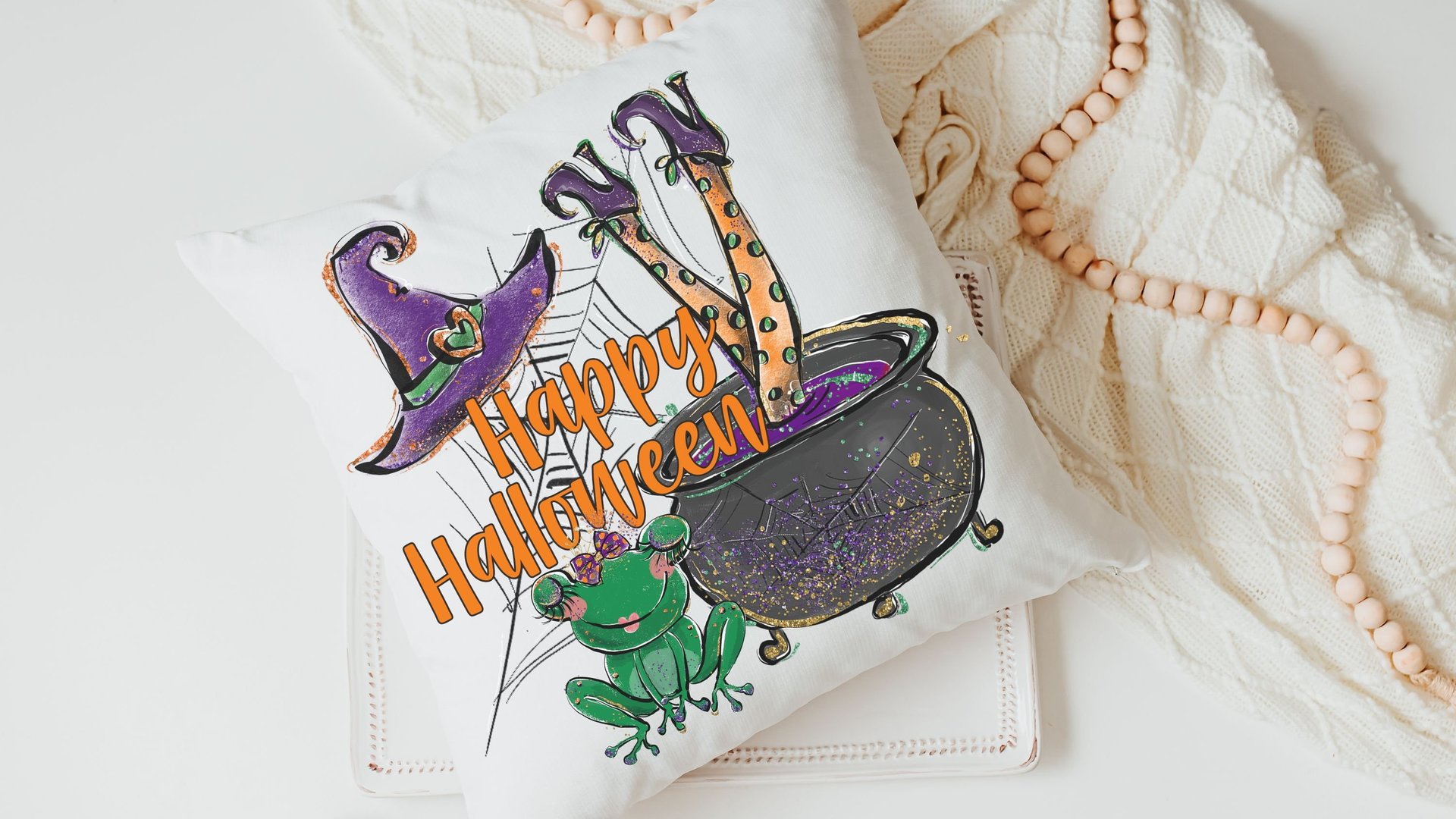 Happy Halloween throw pillows 