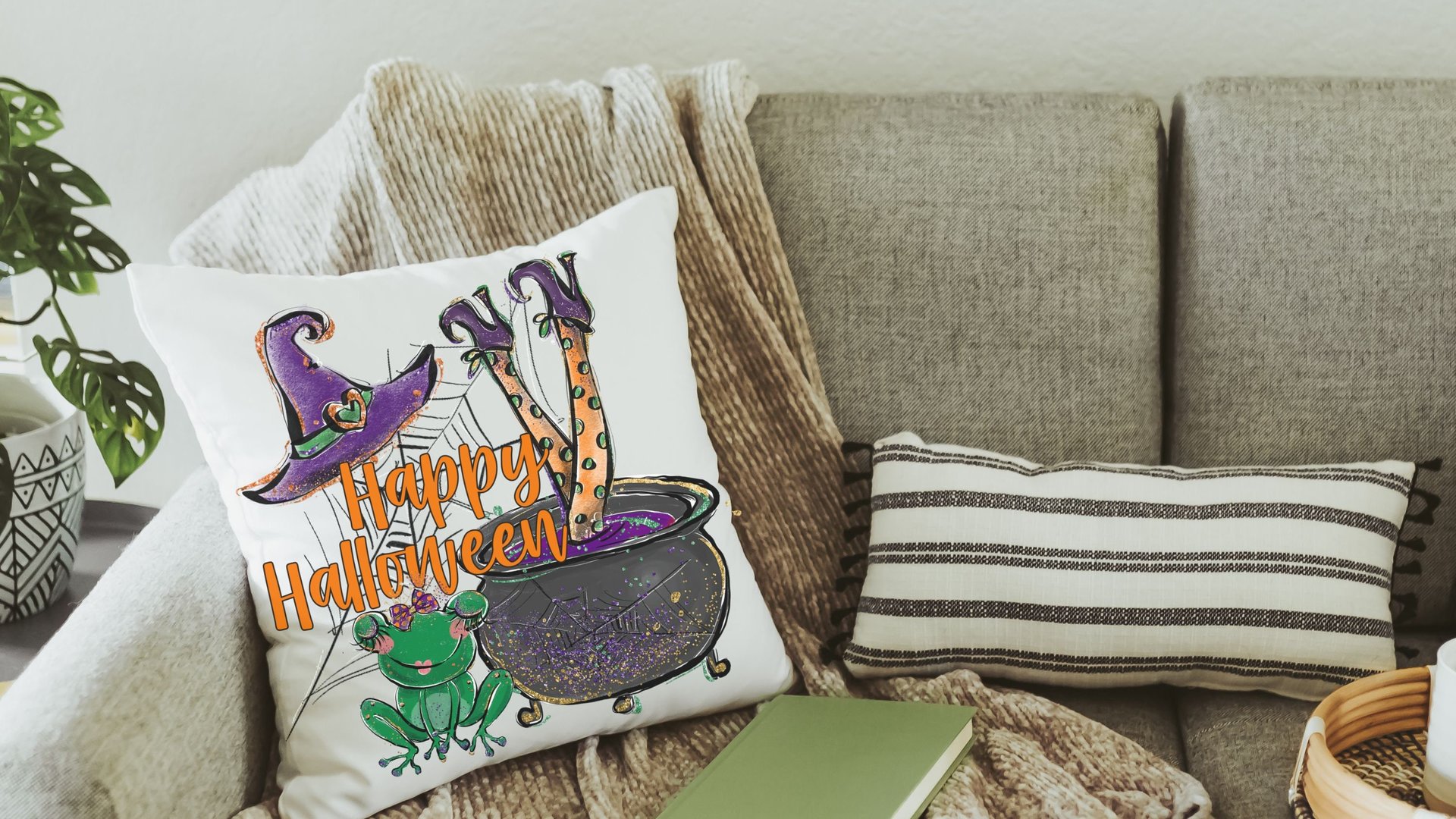 Happy Halloween throw pillows 