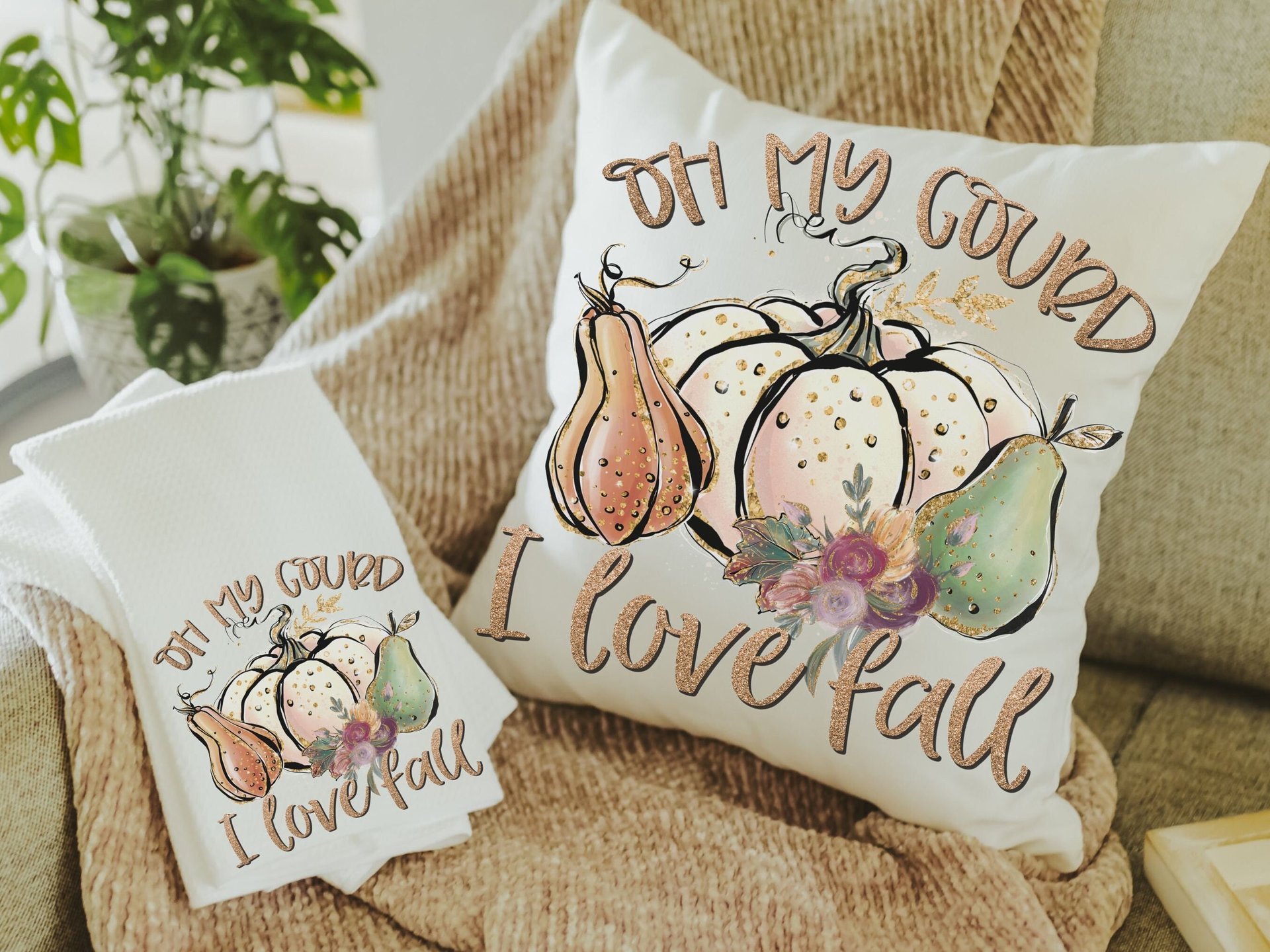 oh my gourd I love fall pumpkin kitchen towels, fall leaves and pumpkins please pumpkin kitchen decor, Thanksgiving kitchen hand towels, new